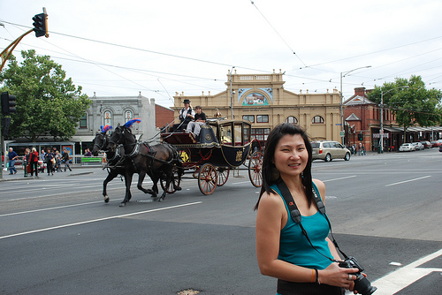 My Melbourne vacation - spotting a horse carriage on the Melbourne streets!