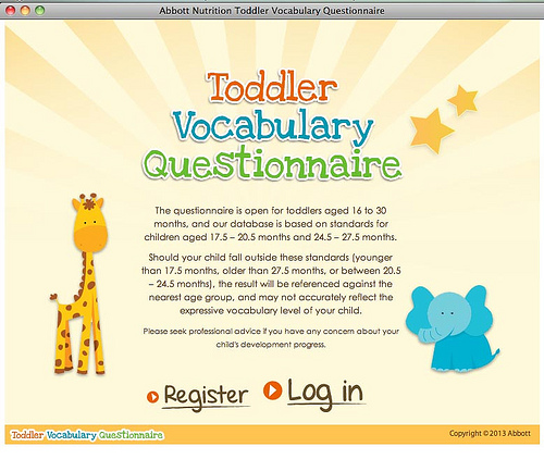 Abbott Nutrition Toddler Vocabulary Questionnaire