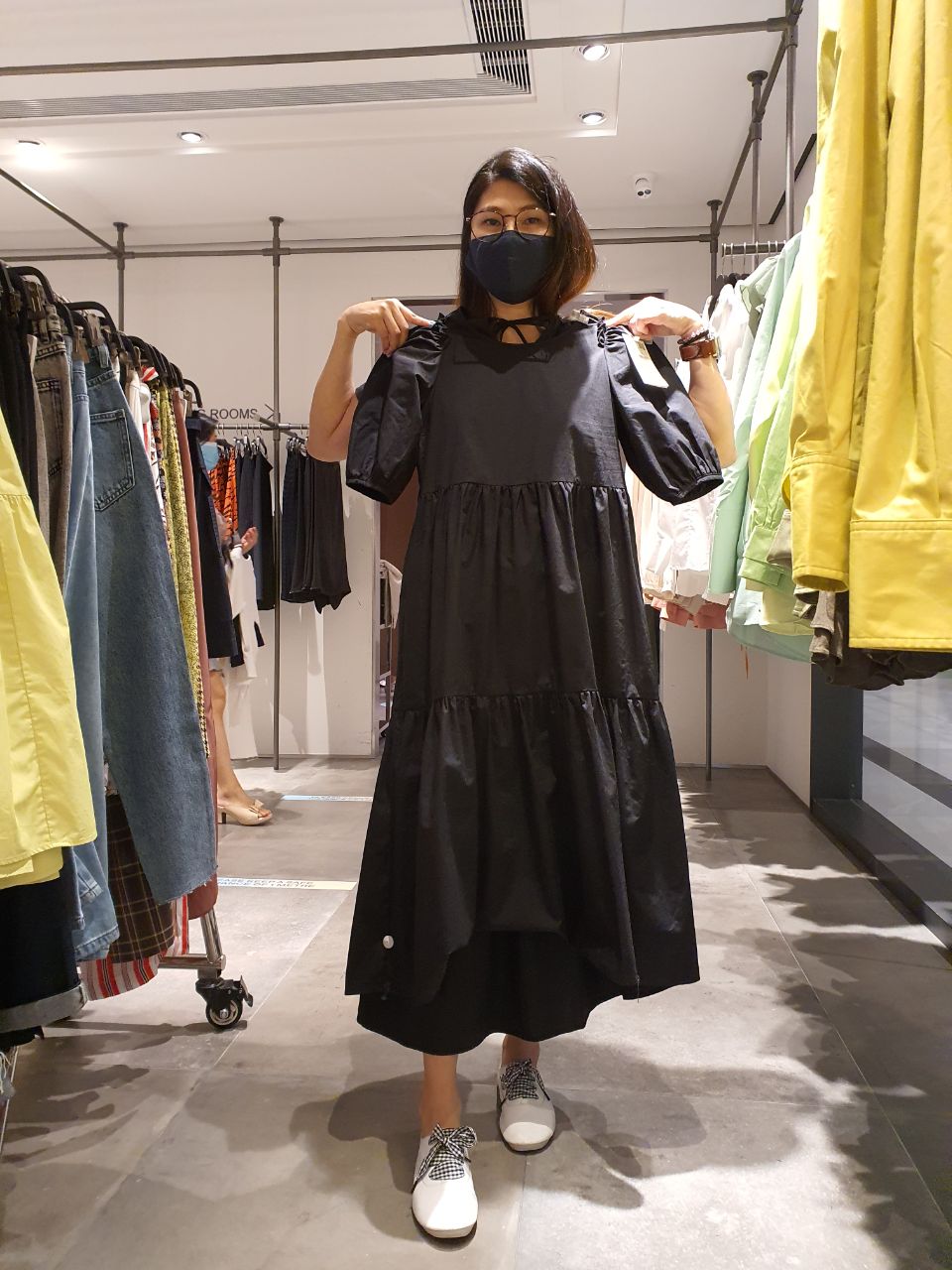 Urban revivo black dress on model
