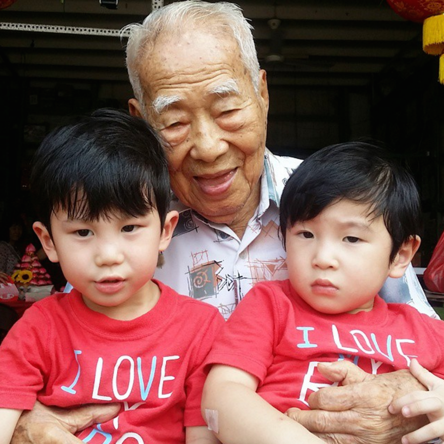 Jerry & Jerome with Grandpa on his 100th Birthday!